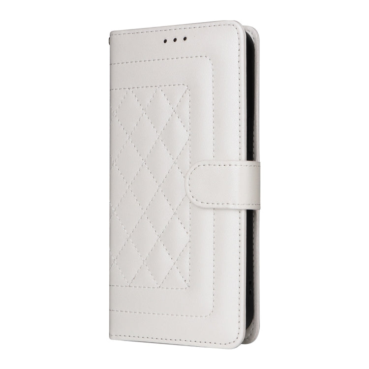For Realme 9i / OPPO A36 / A96 Diamond Lattice Leather Flip Phone Case(White) - Realme Cases by PMC Jewellery | Online Shopping South Africa | PMC Jewellery | Buy Now Pay Later Mobicred