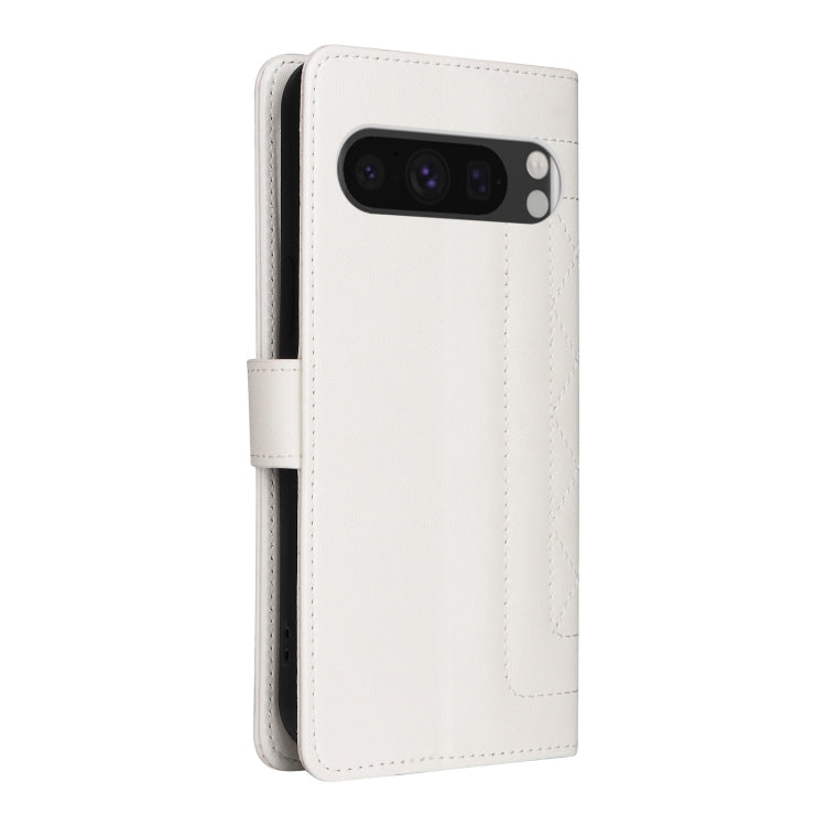 For Google Pixel 9 Diamond Lattice Leather Flip Phone Case(White) - Google Cases by PMC TechLife | Online Shopping South Africa | PMC TechLife | Buy Now Pay Later Mobicred