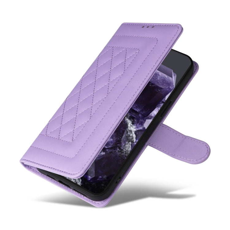 For Google Pixel 9 Diamond Lattice Leather Flip Phone Case(Light Purple) - Google Cases by PMC TechLife | Online Shopping South Africa | PMC TechLife | Buy Now Pay Later Mobicred