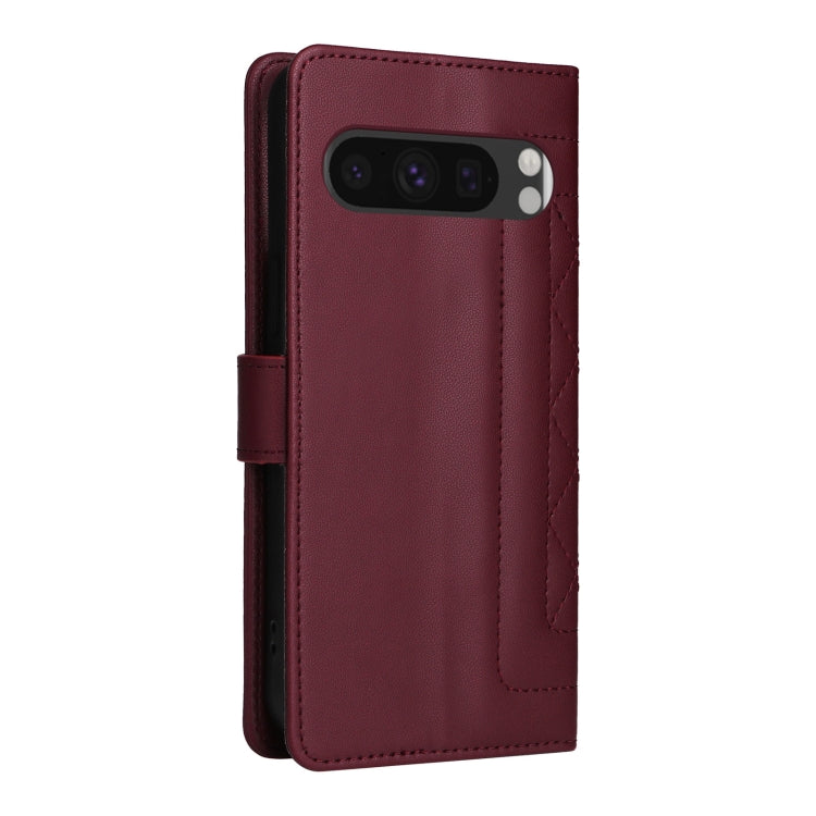 For Google Pixel 9 Diamond Lattice Leather Flip Phone Case(Wine Red) - Google Cases by PMC TechLife | Online Shopping South Africa | PMC TechLife | Buy Now Pay Later Mobicred