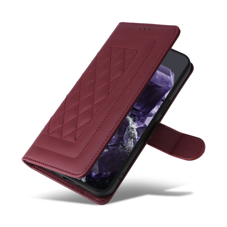 For Google Pixel 9 Diamond Lattice Leather Flip Phone Case(Wine Red) - Google Cases by PMC Jewellery | Online Shopping South Africa | PMC Jewellery | Buy Now Pay Later Mobicred