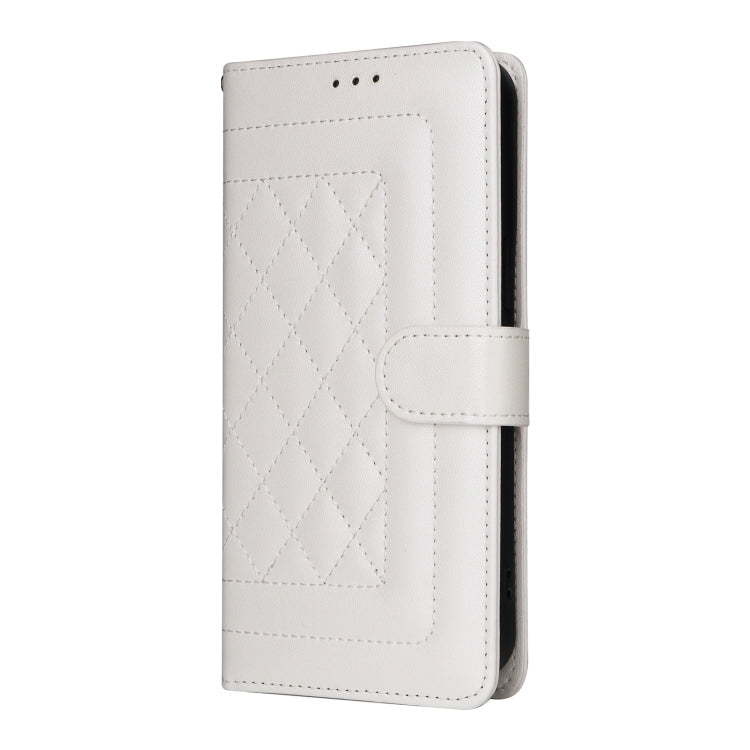 For Google Pixel 9 Pro Diamond Lattice Leather Flip Phone Case(White) - Google Cases by PMC TechLife | Online Shopping South Africa | PMC TechLife | Buy Now Pay Later Mobicred