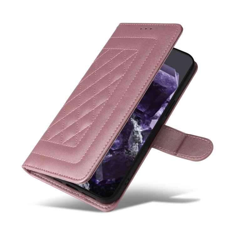 For Google Pixel 9 Pro Diamond Lattice Leather Flip Phone Case(Rose Gold) - Google Cases by PMC TechLife | Online Shopping South Africa | PMC TechLife | Buy Now Pay Later Mobicred