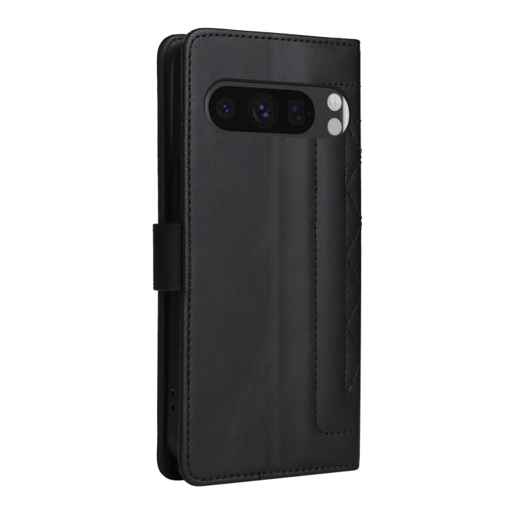 For Google Pixel 9 Pro Diamond Lattice Leather Flip Phone Case(Black) - Google Cases by PMC TechLife | Online Shopping South Africa | PMC TechLife | Buy Now Pay Later Mobicred