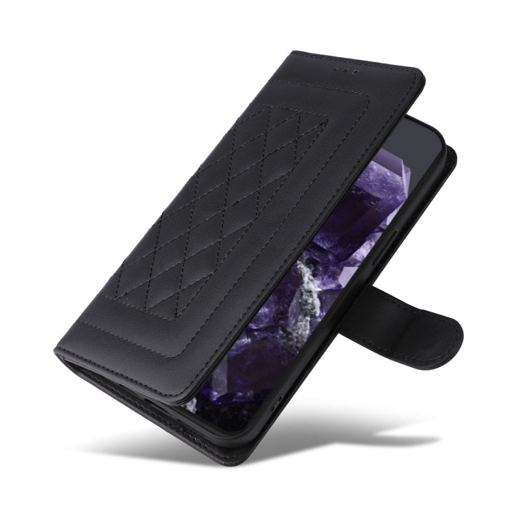 For Google Pixel 9 Pro Diamond Lattice Leather Flip Phone Case(Black) - Google Cases by PMC TechLife | Online Shopping South Africa | PMC TechLife | Buy Now Pay Later Mobicred