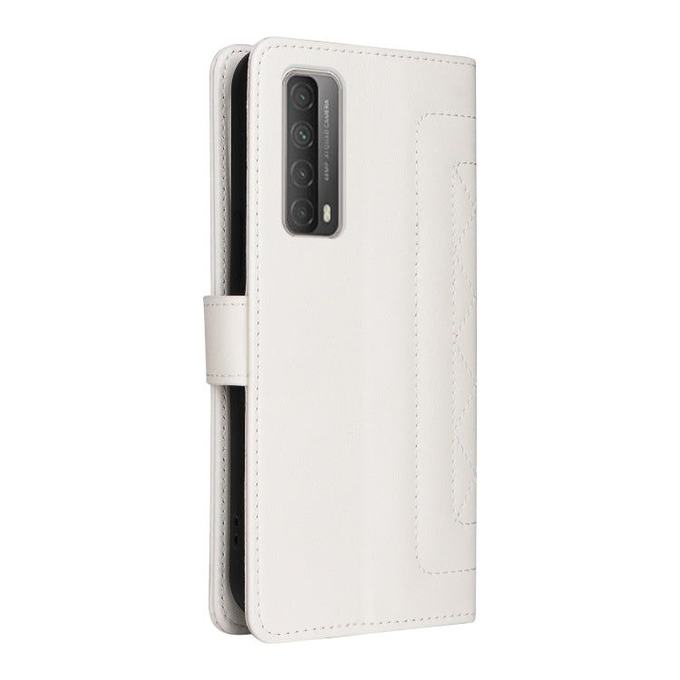 For Huawei P Smart 2021 Diamond Lattice Leather Flip Phone Case(White) - Huawei Cases by PMC TechLife | Online Shopping South Africa | PMC TechLife | Buy Now Pay Later Mobicred