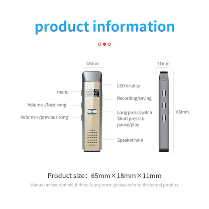 JNN Q7 Mini Portable Voice Recorder with OLED Screen, Memory:8GB(Grey+Gold) - Recording Pen by JNN | Online Shopping South Africa | PMC Jewellery | Buy Now Pay Later Mobicred