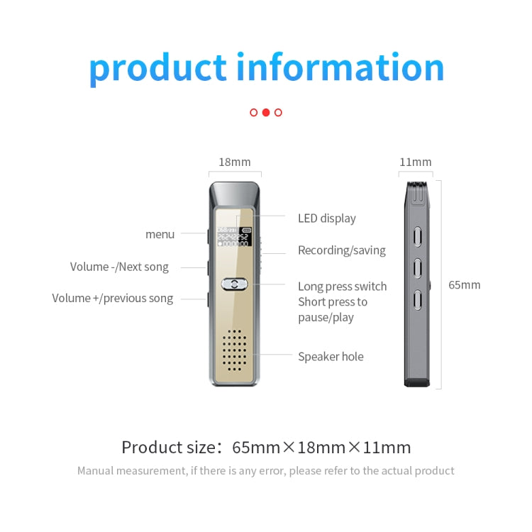 JNN Q7 Mini Portable Voice Recorder with OLED Screen, Memory:32GB(Grey+Gold) - Recording Pen by JNN | Online Shopping South Africa | PMC Jewellery | Buy Now Pay Later Mobicred