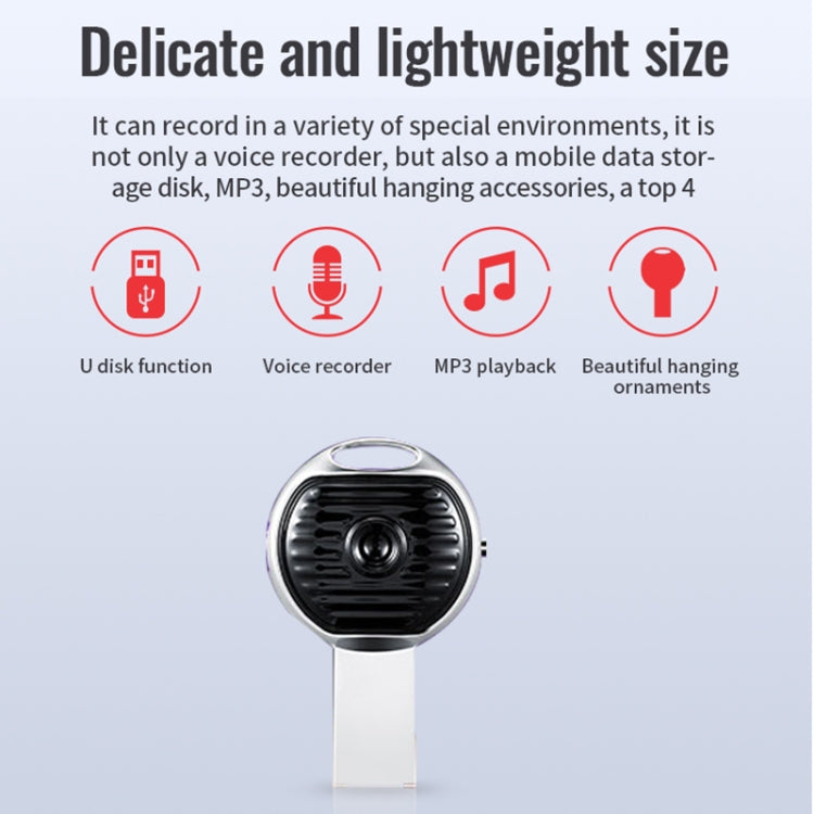 JNN S13 Zinc Alloy U-disk Voice Recorder, Memory:4GB(Silver) - free shipping - PMC TechLife - Order now!