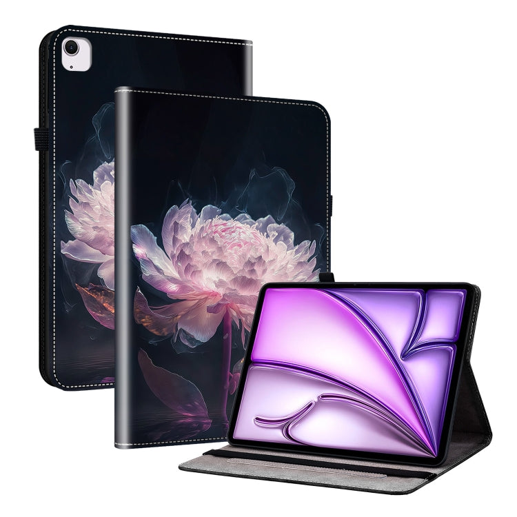 For iPad Air 13 2024 Crystal Texture Painted Leather Smart Tablet Case(Purple Peony) - iPad Air 13 2024 Cases by PMC TechLife | Online Shopping South Africa | PMC TechLife | Buy Now Pay Later Mobicred