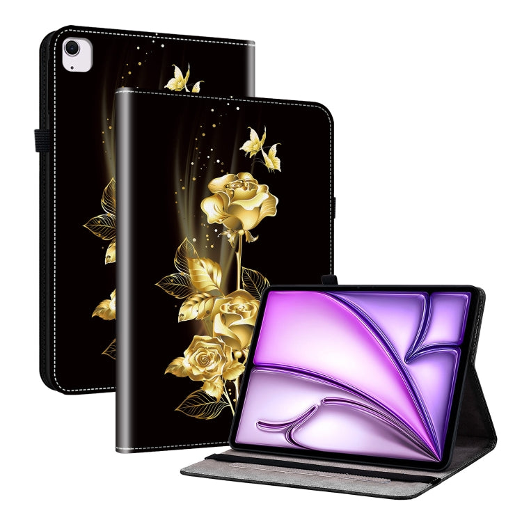 For iPad Air 11 2024 Crystal Texture Painted Leather Smart Tablet Case(Gold Butterfly Rose) - iPad Air 11 2024 Cases by PMC Jewellery | Online Shopping South Africa | PMC Jewellery | Buy Now Pay Later Mobicred