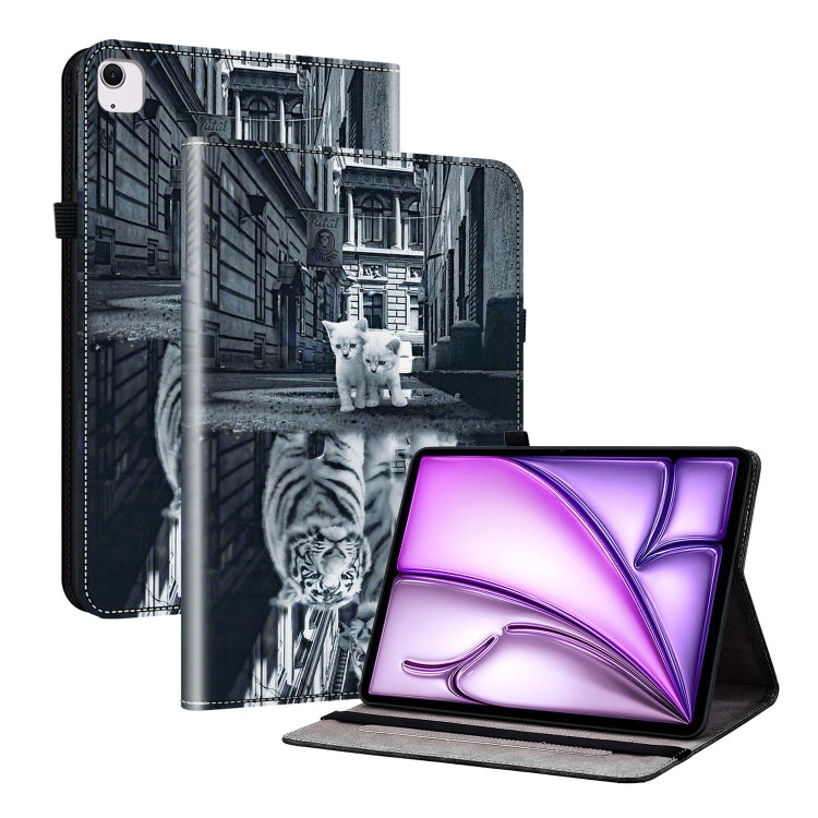 For iPad Air 11 2024 Crystal Texture Painted Leather Smart Tablet Case(Cat Reflection Tiger) - iPad Air 11 2024 Cases by PMC TechLife | Online Shopping South Africa | PMC TechLife | Buy Now Pay Later Mobicred