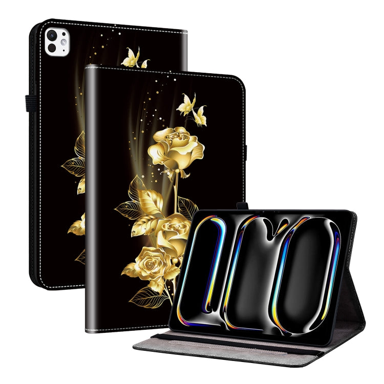 For iPad Pro 11 2024 Crystal Texture Painted Leather Smart Tablet Case(Gold Butterfly Rose) - iPad Pro 11 2024 Cases by PMC Jewellery | Online Shopping South Africa | PMC Jewellery | Buy Now Pay Later Mobicred