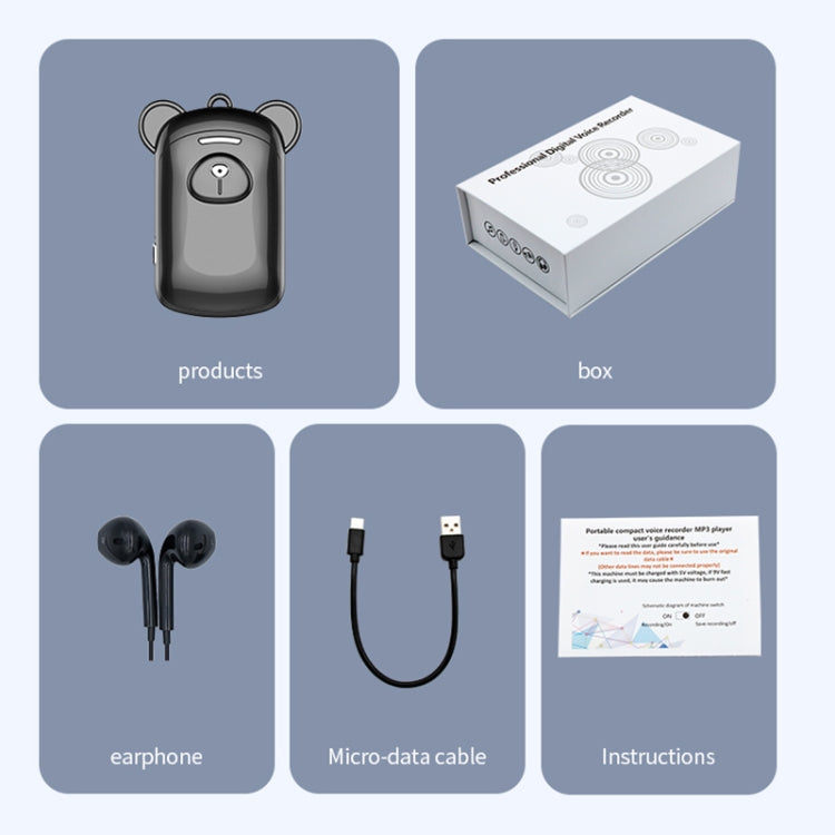 JNN Q6 Bear Smart Noise Cancelling Voice Recorder, Memory:8GB(Black) - free shipping - PMC TechLife - Order now!