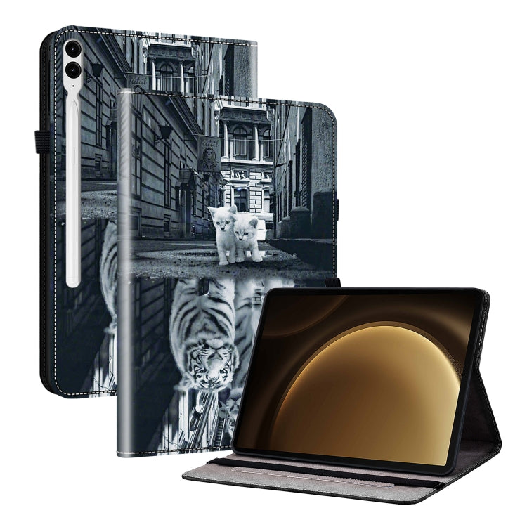 For Samsung Galaxy Tab S9+ / S9 FE+ Crystal Texture Painted Leather Tablet Case(Cat Reflection Tiger) - Galaxy Tab S9+ Cases by PMC Jewellery | Online Shopping South Africa | PMC Jewellery | Buy Now Pay Later Mobicred