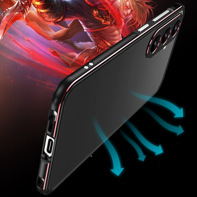 For Samsung Galaxy S24 5G Aurora Series Lens Protector + Metal Frame Phone Case(Black Blue) - free shipping - PMC Jewellery - Order now!