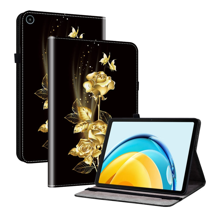 For Huawei MatePad SE 10.4 Crystal Texture Painted Leather Smart Tablet Case(Gold Butterfly Rose) - Huawei by PMC TechLife | Online Shopping South Africa | PMC TechLife | Buy Now Pay Later Mobicred