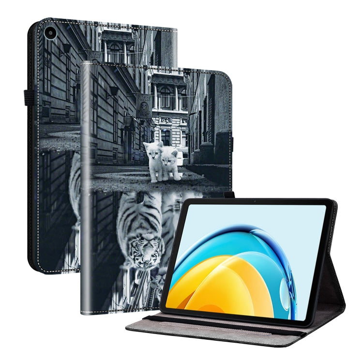 For Huawei MatePad SE 10.4 Crystal Texture Painted Leather Smart Tablet Case(Cat Reflection Tiger) - Huawei by PMC TechLife | Online Shopping South Africa | PMC TechLife | Buy Now Pay Later Mobicred