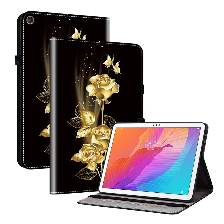 For Huawei MatePad T 10s / Enjoy Tablet 2 Crystal Texture Painted Leather Smart Tablet Case(Gold Butterfly Rose) - Huawei by PMC TechLife | Online Shopping South Africa | PMC TechLife | Buy Now Pay Later Mobicred