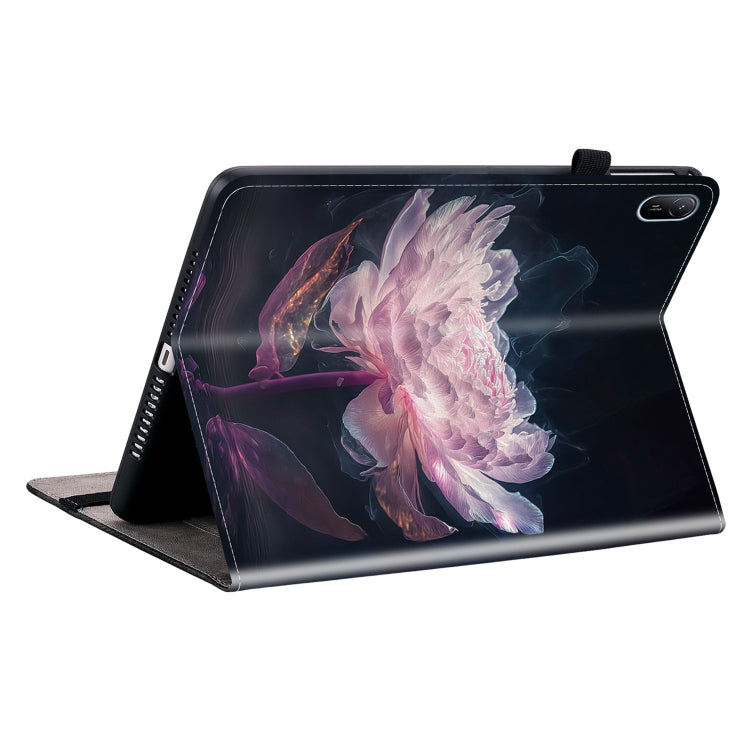 For Huawei MatePad SE 11 2024 Crystal Texture Painted Leather Smart Tablet Case(Purple Peony) - Huawei by PMC TechLife | Online Shopping South Africa | PMC TechLife | Buy Now Pay Later Mobicred