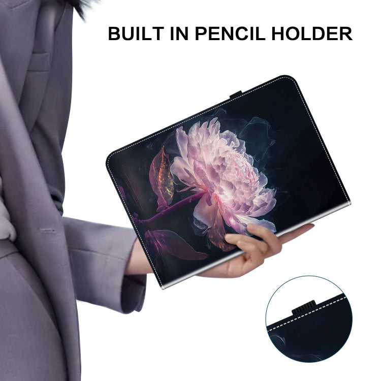 For Realme Pad 10.4 Crystal Texture Painted Leather Tablet Case(Purple Peony) - Realme by PMC TechLife | Online Shopping South Africa | PMC TechLife | Buy Now Pay Later Mobicred