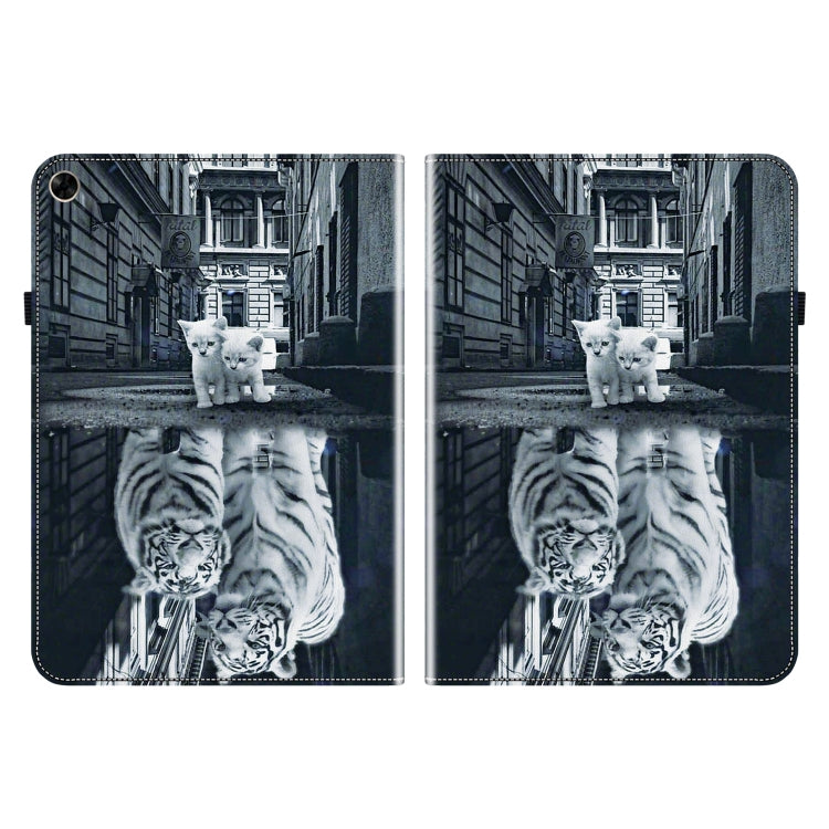 For Realme Pad 10.4 Crystal Texture Painted Leather Tablet Case(Cat Reflection Tiger) - free shipping - PMC TechLife - Order now!