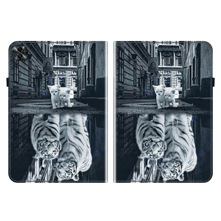 For Realme Pad 2 11.5 Crystal Texture Painted Leather Tablet Case(Cat Reflection Tiger) - Realme by PMC TechLife | Online Shopping South Africa | PMC TechLife | Buy Now Pay Later Mobicred