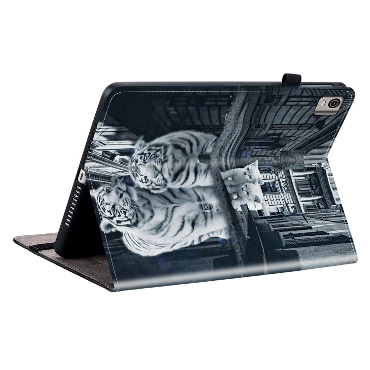 For Nokia T21 Crystal Texture Painted Leather Tablet Case(Cat Reflection Tiger) - Nokia by PMC TechLife | Online Shopping South Africa | PMC TechLife | Buy Now Pay Later Mobicred
