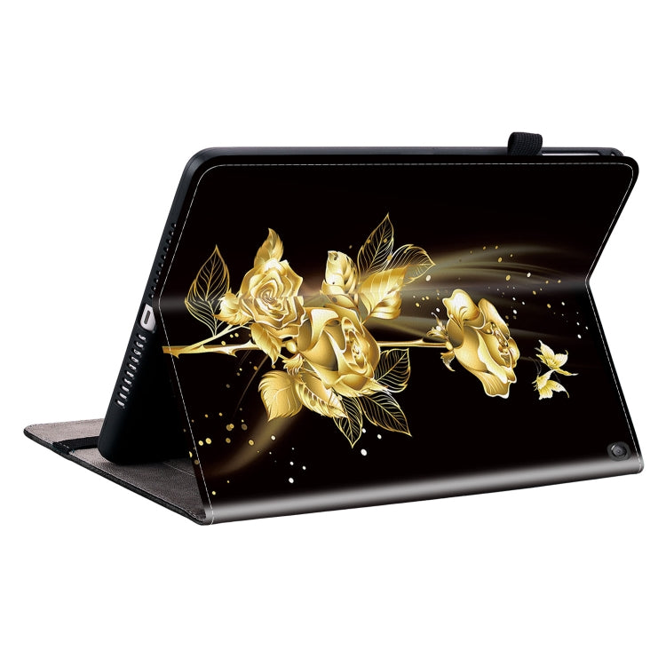 For Amazon Fire HD 10 2019/2017 Crystal Texture Painted Leather Smart Tablet Case(Gold Butterfly Rose) - Amazon by PMC TechLife | Online Shopping South Africa | PMC TechLife | Buy Now Pay Later Mobicred