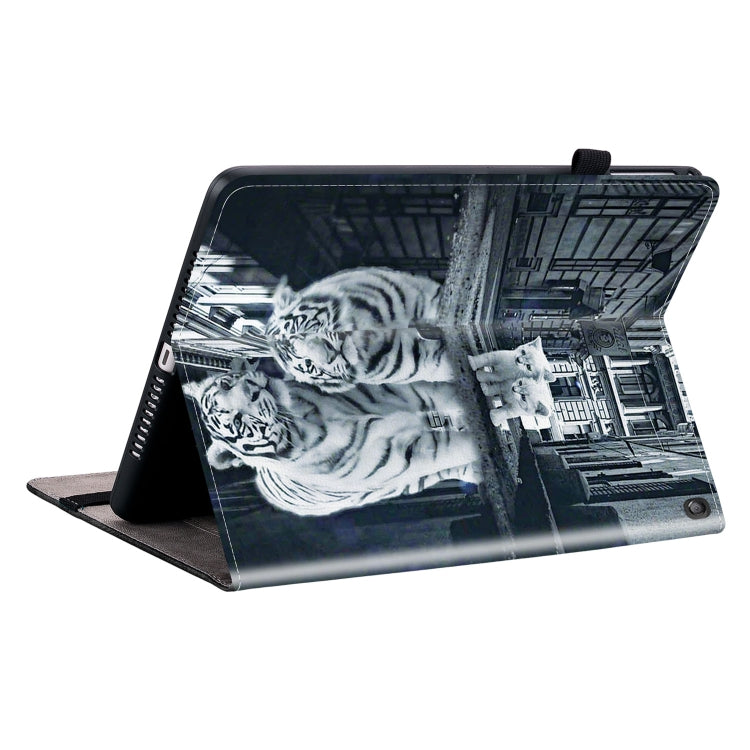For Amazon Fire HD 10 2019/2017 Crystal Texture Painted Leather Smart Tablet Case(Cat Reflection Tiger) - Amazon by PMC TechLife | Online Shopping South Africa | PMC TechLife | Buy Now Pay Later Mobicred