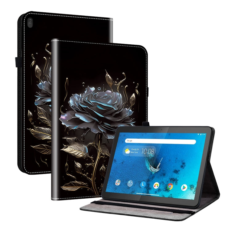 For Lenovo Tab M10 X605 / M10 HD X505 Crystal Texture Painted Leather Tablet Case(Black Rose) - Lenovo by PMC TechLife | Online Shopping South Africa | PMC TechLife | Buy Now Pay Later Mobicred