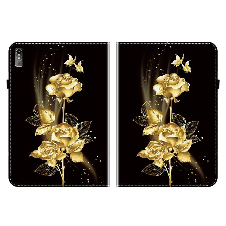 For Lenovo Tab M10 5G 2023 Crystal Texture Painted Leather Tablet Case(Gold Butterfly Rose) - Lenovo by PMC TechLife | Online Shopping South Africa | PMC TechLife | Buy Now Pay Later Mobicred