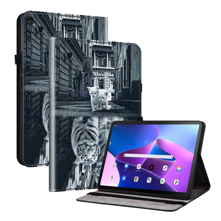 For Lenovo Tab M10 Plus HD 10.6 3rd Gen Crystal Texture Painted Leather Tablet Case(Cat Reflection Tiger) - Lenovo by PMC TechLife | Online Shopping South Africa | PMC TechLife | Buy Now Pay Later Mobicred