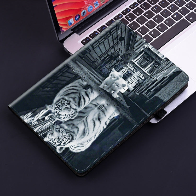 For Lenovo Tab M10 Plus HD 10.6 3rd Gen Crystal Texture Painted Leather Tablet Case(Cat Reflection Tiger) - Lenovo by PMC TechLife | Online Shopping South Africa | PMC TechLife | Buy Now Pay Later Mobicred