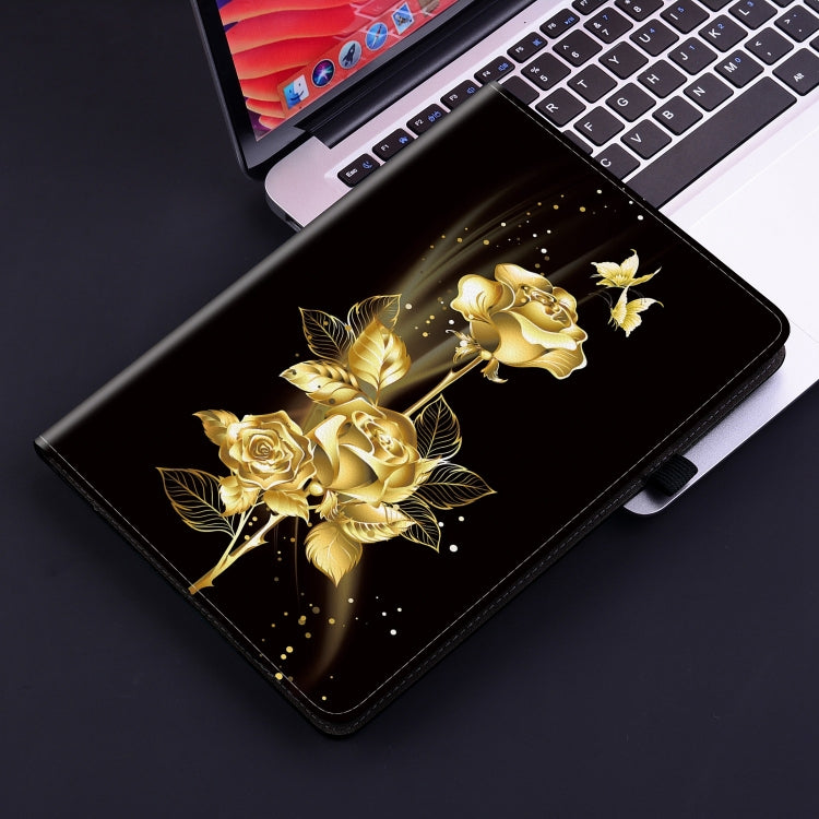 For Lenovo Tab P12 12.7 Crystal Texture Painted Leather Tablet Case(Gold Butterfly Rose) - Lenovo by PMC TechLife | Online Shopping South Africa | PMC TechLife | Buy Now Pay Later Mobicred
