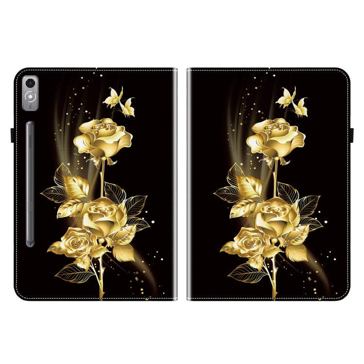 For Lenovo Tab P12 12.7 Crystal Texture Painted Leather Tablet Case(Gold Butterfly Rose) - Lenovo by PMC TechLife | Online Shopping South Africa | PMC TechLife | Buy Now Pay Later Mobicred