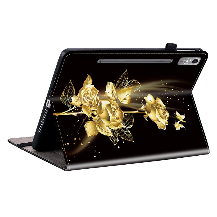 For Lenovo Tab P12 12.7 Crystal Texture Painted Leather Tablet Case(Gold Butterfly Rose) - Lenovo by PMC TechLife | Online Shopping South Africa | PMC TechLife | Buy Now Pay Later Mobicred