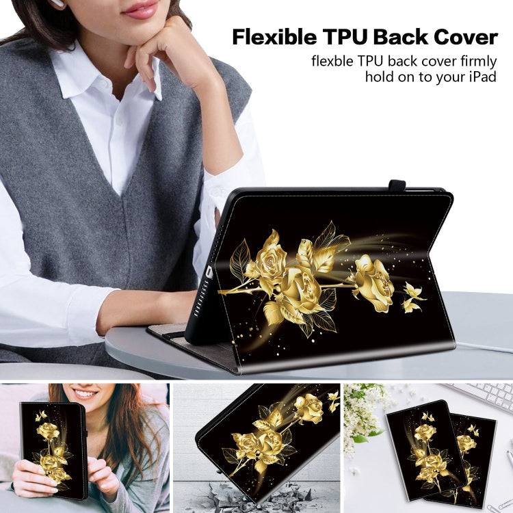 For Lenovo Tab P12 12.7 Crystal Texture Painted Leather Tablet Case(Gold Butterfly Rose) - Lenovo by PMC TechLife | Online Shopping South Africa | PMC TechLife | Buy Now Pay Later Mobicred