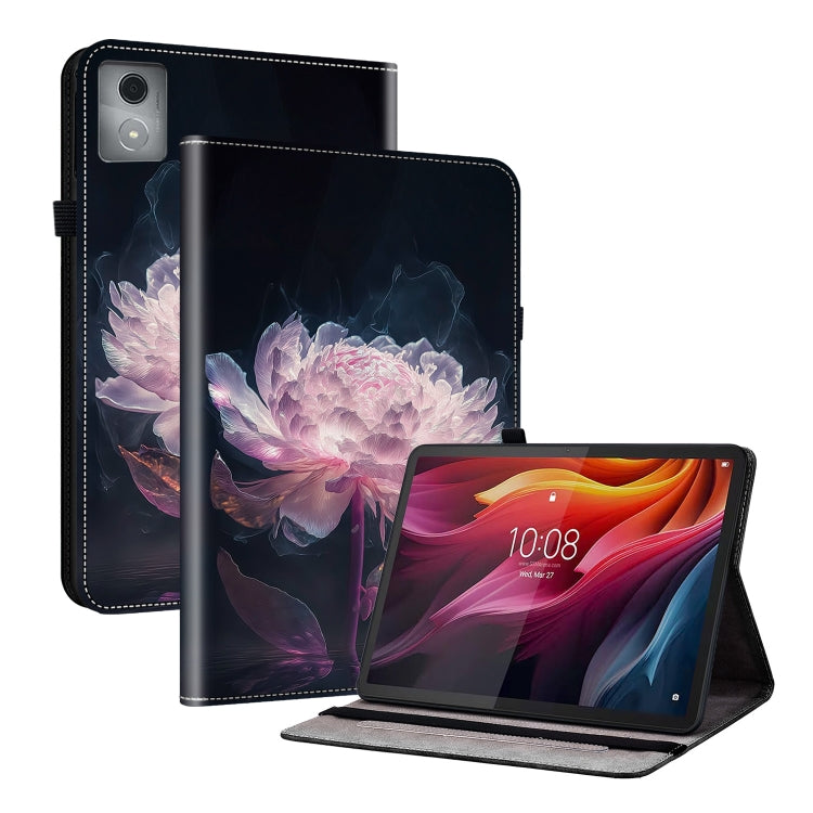 For Lenovo Tab K11 Plus Crystal Texture Painted Leather Tablet Case(Purple Peony) - Lenovo by PMC TechLife | Online Shopping South Africa | PMC TechLife | Buy Now Pay Later Mobicred
