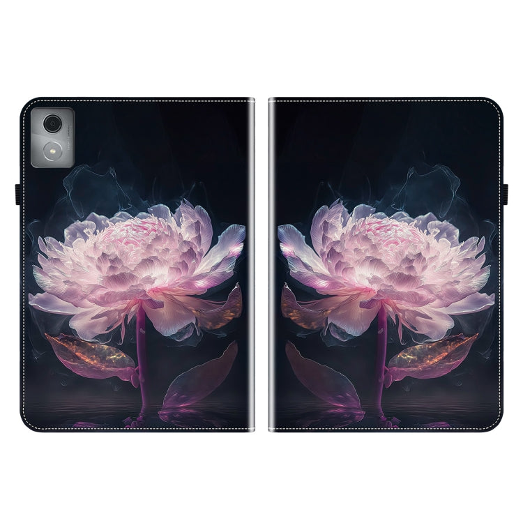 For Lenovo Tab K11 Plus Crystal Texture Painted Leather Tablet Case(Purple Peony) - Lenovo by PMC TechLife | Online Shopping South Africa | PMC TechLife | Buy Now Pay Later Mobicred