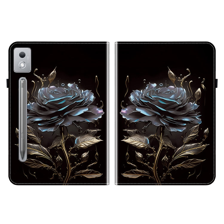 For Lenovo Tab P12 12.7 2025 Crystal Texture Painted Leather Tablet Case(Black Rose) - Lenovo by PMC TechLife | Online Shopping South Africa | PMC TechLife | Buy Now Pay Later Mobicred
