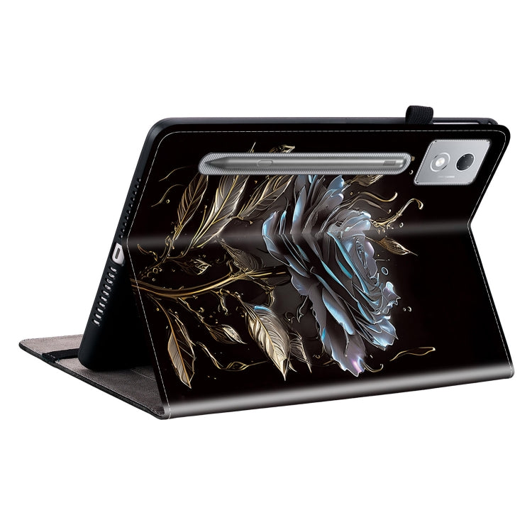 For Lenovo Tab P12 12.7 2025 Crystal Texture Painted Leather Tablet Case(Black Rose) - Lenovo by PMC TechLife | Online Shopping South Africa | PMC TechLife | Buy Now Pay Later Mobicred