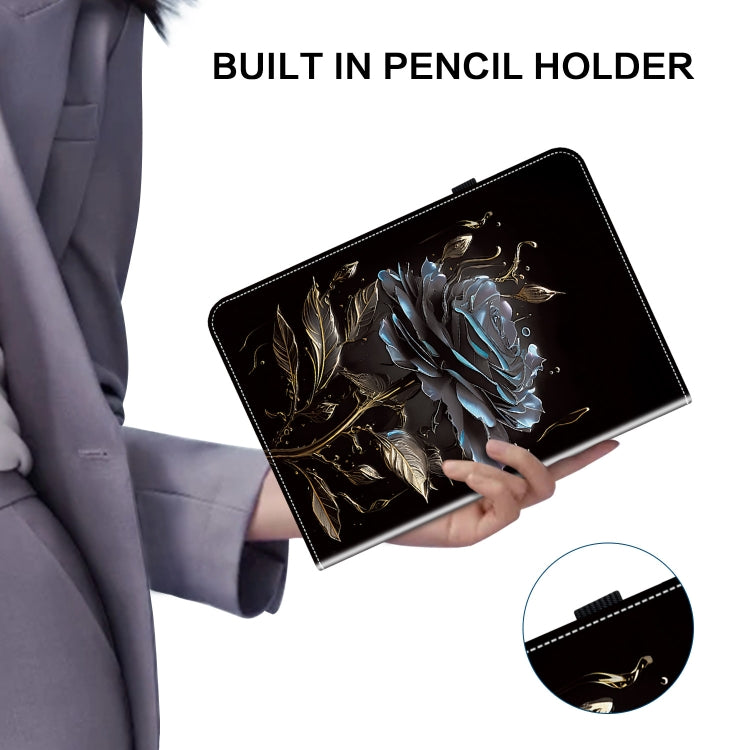 For Lenovo Tab P12 12.7 2025 Crystal Texture Painted Leather Tablet Case(Black Rose) - Lenovo by PMC TechLife | Online Shopping South Africa | PMC TechLife | Buy Now Pay Later Mobicred