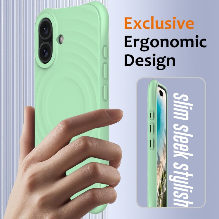 For iPhone 16 Plus Wave Texture MagSafe Magnetic Liquid Silicone Phone Case(Green) - iPhone 16 Plus Cases by PMC Jewellery | Online Shopping South Africa | PMC Jewellery | Buy Now Pay Later Mobicred