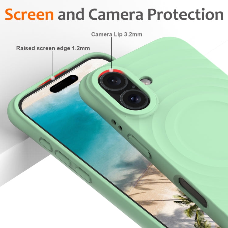 For iPhone 16 Wave Texture MagSafe Magnetic Liquid Silicone Phone Case(Green) - iPhone 16 Cases by PMC Jewellery | Online Shopping South Africa | PMC Jewellery | Buy Now Pay Later Mobicred