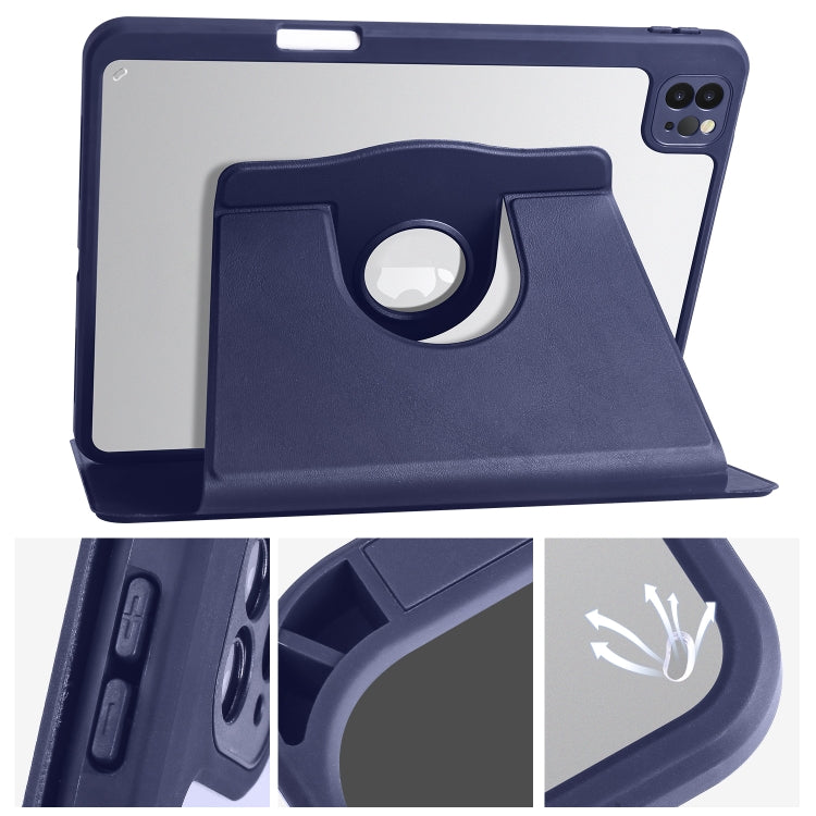 For iPad Air 11 2025 / 2024 Acrylic 360 Degree Rotation Holder Leather Tablet Case(Dark Blue) - More iPad Cases by PMC TechLife | Online Shopping South Africa | PMC TechLife | Buy Now Pay Later Mobicred