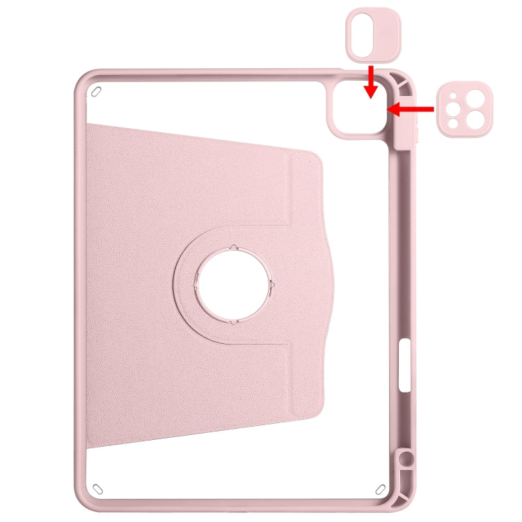 For iPad Pro 11 2024 Acrylic 360 Degree Rotation Holder Leather Tablet Case(Sand Pink) - iPad Pro 11 2024 Cases by PMC TechLife | Online Shopping South Africa | PMC TechLife | Buy Now Pay Later Mobicred