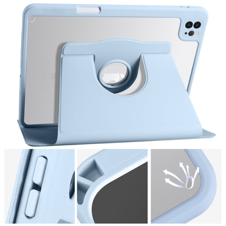 For iPad Pro 13 2024 Acrylic 360 Degree Rotation Holder Leather Tablet Case(Ice Blue) - iPad Pro 13 2024 Cases by PMC Jewellery | Online Shopping South Africa | PMC Jewellery | Buy Now Pay Later Mobicred