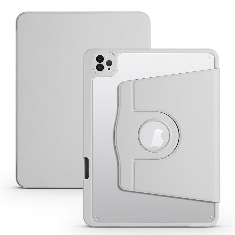 For iPad Pro 13 2024 Acrylic 360 Degree Rotation Holder Leather Tablet Case(Fog Grey) - iPad Pro 13 2024 Cases by PMC TechLife | Online Shopping South Africa | PMC TechLife | Buy Now Pay Later Mobicred