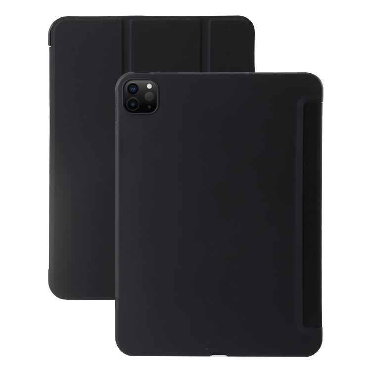 For iPad Pro 11 2024 Three-fold Holder Flip Tablet Leather Case(Black) - iPad Pro 11 2024 Cases by PMC TechLife | Online Shopping South Africa | PMC TechLife | Buy Now Pay Later Mobicred